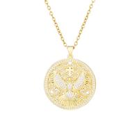 ZIAFRPN Collar con medallón de paloma del Espíritu Santo, colgante de cristal chapado en oro con cadena, joyería religiosa de regalo, 3.5, Acero inoxidable, Abulón