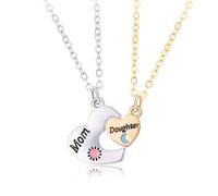 ZIAFRPN Collar Corazón de Luna Mamá Hija para Mujer Niña Geometría de Moda Cadena de Clavícula Accesorios de Moda Regalo del Día de la Madre 2025