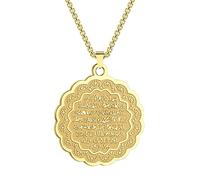ZIAFRPN Collar de Acero Inoxidable Ayat Al Kursi Verso del Corán árabe Cadena de Collar de joyería islámica para Mujeres niñas