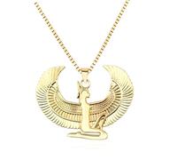 ZIAFRPN Collar de alas de la Diosa ISIS de la mitología egipcia Antigua Collar Colgante de Acero Inoxidable Joyería de Color Dorado de Egipto Vintage