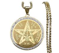 ZIAFRPN Collar de Amuleto de Pentagrama Tetragrammaton para Mujeres y Hombres de Acero Inoxidable Talismán judío Israel Pentáculo Cadena de joyería NZZZ499S02