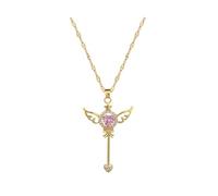 ZIAFRPN Collar de Colgante de Varita mágica con alas de corazón de ensueño de Moda para niñas Niños Accesorios de joyería de Acero Inoxidable Regalos para Amante