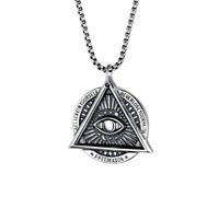 ZIAFRPN Collar de Colgante gótico de Ojo Que Todo lo ve para Hombres Iluminado Ojo de la Providencia Collar de Ojo de Dios Joyería Cadena de felicitaciones Regalos