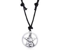 ZIAFRPN Collar de Conejo de Pentagrama Vintage Punk Hip Hop Bunny Hollow Pentacle Colgante Cuerda Cuello Cadena Joyería de Fiesta para Hombres