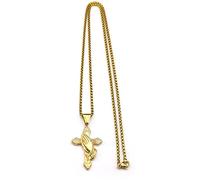 ZIAFRPN Collar de Cruz de Manos orantes de Acero Inoxidable para Hombres y Mujeres Collares de Cadena de Color Dorado Regalo de joyería