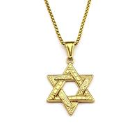 ZIAFRPN Collar de Estrella judía David para Hombres y Mujeres Acero Inoxidable Oro Color Plata Israel Hexagrama Collar Amuleto Joyería Regalo