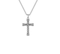 ZIAFRPN Collar de Hombre Collares Bold Twisted Cross para Hombres y Chicos, Colgante de Cruz de oración Cool, Moda de Collar de fe Ian Punk Rock