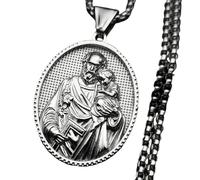 ZIAFRPN Collar de Medalla de bebé Saint Joseph para Mujeres y Hombres Collares de Color Dorado de Acero Inoxidable Amuleto Joyería Regalo