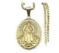 ZIAFRPN Collar de Medalla de Nuestra Señora de Aparecida de Nossa Senhora de Brasil para Hombres y Mujeres de Acero Inoxidable de Color Dorado con Cadena de joyería Colar NZZ466S02