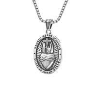 ZIAFRPN Collar de Moda Vintage del Sagrado corazón de Jesús para Hombres y Mujeres 316L Cruz Religiosa Colgante Biker Amuleto Joyería felicitaciones Regalos