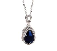 ZIAFRPN Collar de Mujer cúbica Azul en Forma de Pera Full Bling Iced out Compromiso Accesorio de Cuello de Boda Joyería de Color Plateado