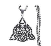 ZIAFRPN Collar de Nudo Celta de la Trinidad de la Bruja Pentagrama de Acero Inoxidable Triple Luna Collares de Diosa Collar de joyería N3406S02
