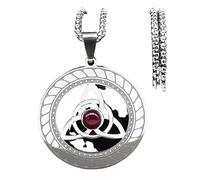 ZIAFRPN Collar de Nudo de la Trinidad Celta para Mujeres y Hombres Collares de Bruja de Piedra de Acero Inoxidable de Color Plateado Collar de joyería N8064S02