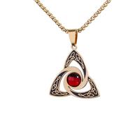 ZIAFRPN Collar de Piedras Preciosas Rojas con Nudo de Trinidad Celta irlandés Colgante de Nudo de Bruja de brujería Joyería de Nudo de la Suerte para Hombres y Mujeres