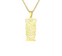 ZIAFRPN Collar de tótem Tiki Máscara de Pueblo indígena Cultura Tribal Colgante geométrico Joyería