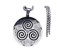 ZIAFRPN Collar de vórtice de brujería de Acero Inoxidable Color Plateado Vikingo Triskelion Nudo Celta Espiral Triskele Collar de joyería N7062S02
