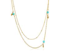 ZIAFRPN Collar en Capas de Acero Inoxidable Chapado en Oro para Mujer Colgante de Cuentas Verdes Gargantilla Collares Cha Compromiso Joyería de Moda