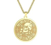 ZIAFRPN Collar Memento Mori, Collar Calavera Grabada, Colgante Estoico, Collar Filosofía, Colgante Amor Fati