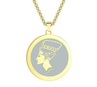 ZIAFRPN Collar Nefertiti, Colgante del Antiguo Egipto, Charm Nefertiti Grabado, Colgante de la Reina de Egipto, Collar Egipcio,