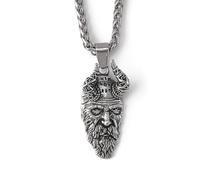 ZIAFRPN Collar para Hombre Joyería vikinga nórdica Dios nórdico Sabio Mimir Cabeza Figura Amuleto Collar de Moda