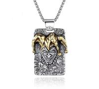 ZIAFRPN Collar para Hombre Rey del Póquer Circo Payaso Colgante Collar Retro Hip Hop Punk Trend para Hombre Moda Diseño Creativo Joyería Regalo Moda