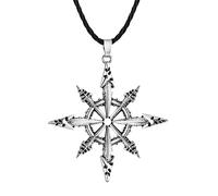 ZIAFRPN Collar para Hombres, Colgante de Estrella caótica Collar de Rueda del Caos para Hombres Retro Punk Caosfera Sigilo del Caos Símbolo satánico Amuleto Accesorios de joyería