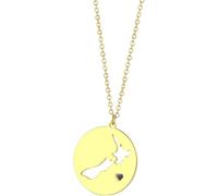 ZIAFRPN Collar para Hombres, Mapa de Zelanda Isla Tropical del Pacífico Vacaciones Minimalista de Viaje Colgante Collar joyería Regalo