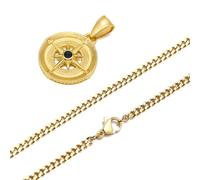ZIAFRPN Collares con Colgante de brújula para Hombres con Estrella Central del Norte, Collar geométrico de Acero Inoxidable Impermeable