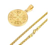 ZIAFRPN Collares de brújula para Hombres de Color, Medalla de Ancla de Estrella del Norte vikinga Vintage, Colgante de Acero Inoxidable para Regalo de Novio Masculino y papá