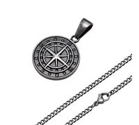ZIAFRPN Collares de brújula Retro para Hombres y niños, Medalla de Ancla de Estrella del Norte vikinga Vintage Colgante de Acero Inoxidable, Regalos para Novios Masculinos y papás