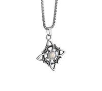 ZIAFRPN Collares de joyería para Hombre Brujería Vintage Nudo Celta Triple Luna Diosa Collar Colgante Piedra Natural Bruja Amuleto Joyería