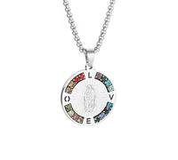 ZIAFRPN Collares de joyería para Hombre Collar Virgen María Micropavé Vintage Colgante Nuestra Señora de Guadalupe Moda de Mujer Joyería católica de la fe de la Suerte