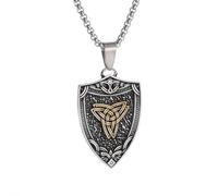 ZIAFRPN Collares de joyería para Hombres Estilo Trinidad Nudo Celta Escudo Colgante Nudo de Bruja Collar Hombres Mujeres Protección Irlandesa Amuleto Joyería
