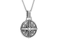 ZIAFRPN Collares para Hombres joyería Estrella del Norte Collar para Hombres, Colgante de brújula, joyería para Hombres, Collar Hecho a Mano en Forma de Moneda