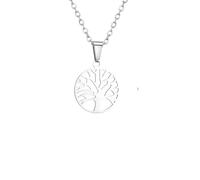 ZIAFRPN Collares Redondos con Colgante de árbol de la Vida para Hombres y niños, Colgante de diseño Recortado a Prueba de Agua, Regalos de Fiesta de cumpleaños del Padre