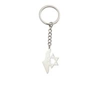 ZIAFRPN David Star Llavero Acero Inoxidable Israel Mapa Hombre y Mujer Mochila Llavero Joyería Regalos