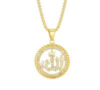 ZIAFRPN Exquisito Collar de Medalla del Corán de circón para Hombre Joyería islámica Musulmana Ramadán