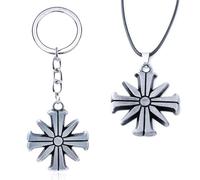 ZIAFRPN Far Cry 5 - Juego de collar y llavero con colgante de aleación de acero inoxidable, colección de 2 piezas para fiesta de Navidad