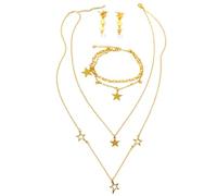 ZIAFRPN Fashion Set Scheletro A Strati Catene Collane Stella Bracciale Orecchini di Perle Design Set per Le Donne prezzie