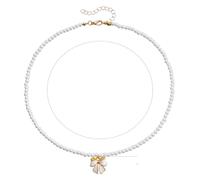 ZIAFRPN Letras de Acero Inoxidable Collar Colgante Inicial Nombre de Bricolaje Perlas simuladas Collares de Cuentas para Mujer Perla Mujer Gargantilla Joyería