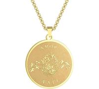 ZIAFRPN Memento Mori Amor Fati Collar Colgante para Mujeres y Hombres Filosofía Estoico Amuleto Encanto Cadena Joyería Regalo