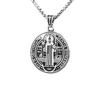 ZIAFRPN Moda 2024 San Benito, Exorista Patrón Reversible con Colgante con Cruz, Collar Hombre Mujer Amuleto de fe