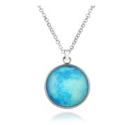 ZIAFRPN Moda Blue Moon Glow In The Dark Moon Collar Galaxy, Colgante de Cristal planetario, Collar Collar de Jersey, Cadena de Jerseys Luminous Women, Regalo