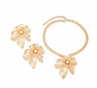 ZIAFRPN Moda Esagerato Grande Fiore Collana e Orecchini Set per Le Donne Elegante Corte Signore Accessori Moda Femminile Regali