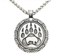 ZIAFRPN Moda Garra de Oso con símbolo del Dios eslavo de la Suerte Protección, Veles Vikingo Animal Amuleto, Colgantes de talismán para Hombres, Collares para Mujer