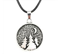 ZIAFRPN Moda Luna E Albero In Foresta Rotondo Pendente Campeggio Da Viaggio Corda Catena Collana prezzie