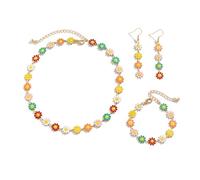 ZIAFRPN Moda Piccolo Fiore Corto Girocollo Collana/Orecchini/Bracciali Set per Le Donne Eleganti Signore a Mano/Collo/Orecchio Accessori di Moda prezzie