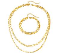 ZIAFRPN Moda Set Bracciale Collana Due Pezzi A Strati Catena Design Bracciale Collana Set per Le Donne Nuovo prezzie