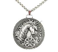 ZIAFRPN Moda Unicorno Vegvisir Bussola Simbolo Norreno Vichingo Pendenti Collane Amuleto Animale Talismano Jwelry per Le Donne Uomini prezzie