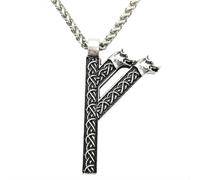 ZIAFRPN Moda Vichingo Lupo Amuleto Runico Runa Fehu Norreno Talismano Nodi Irlandesi Goth Uomini Collana prezzie